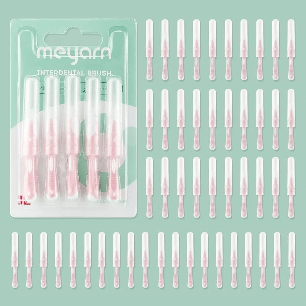 meyarn Interdental Brush for Braces Toothpick 50Count 0.8MM Pink‎